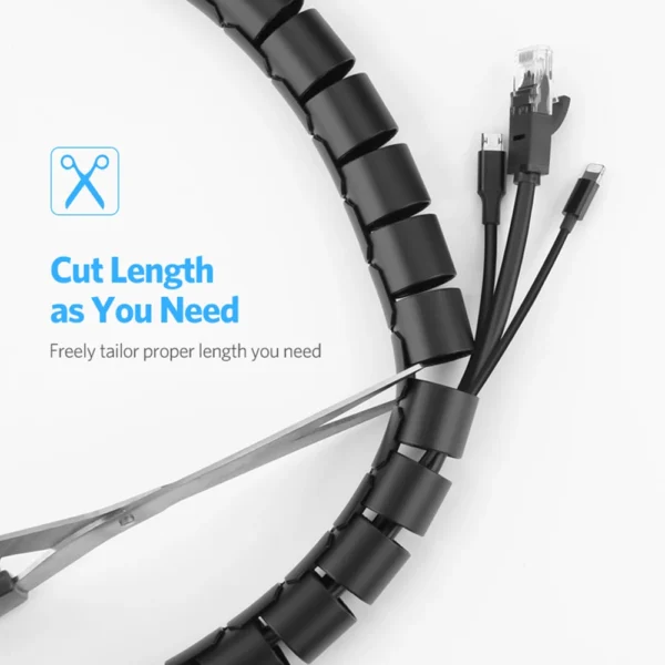 2M 16/10mm Flexible Spiral Cable Wire Protector Cable Organizer Computer Cord Protective Tube Clip Organizer Management Tools - Image 5