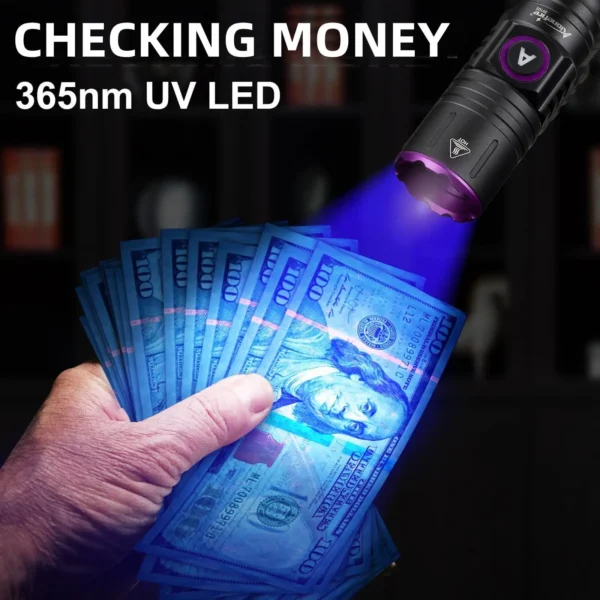 15W UV 365nm High power Blacklight USB Flashlight Invisible Ink Marker Cat Dog Urine Tinea Ore Money Scorpion Fluorescence Light - Image 2