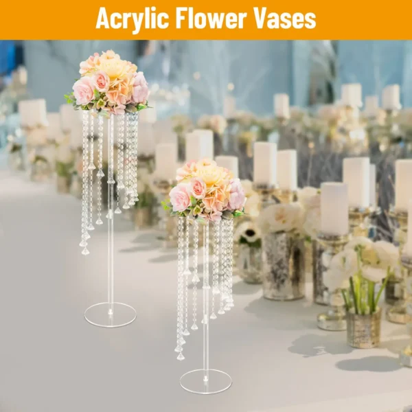 2Pcs Crystal Acrylic Flower Vase – Wedding Centerpiece & Table Decor - Image 2
