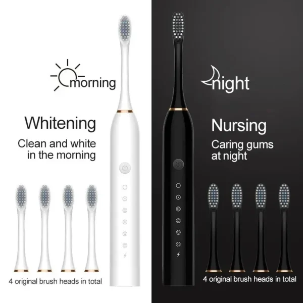 Electric Ultrasonic Toothbrush Six Speed Mode Home Soft Hair USB Charging Waterproof Adult Tooth Cleaner Automatic Couple Set - Image 2