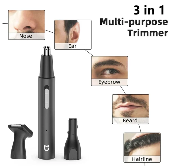 Xiaomi Mijia Electric Nose Ear Hair Trimmer for Men Painless Rechargeable Sideburns Eyebrows Beard 3 in 1 Hair Clipper Shaver - Image 3