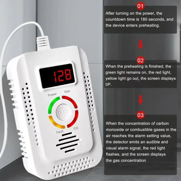 Natural Gas Detector And Carbon Monoxide CO Detector, Combustible Gas Leak Detector Monitor For Gas,Co, Methane(CH4) In Kitchen - Image 2