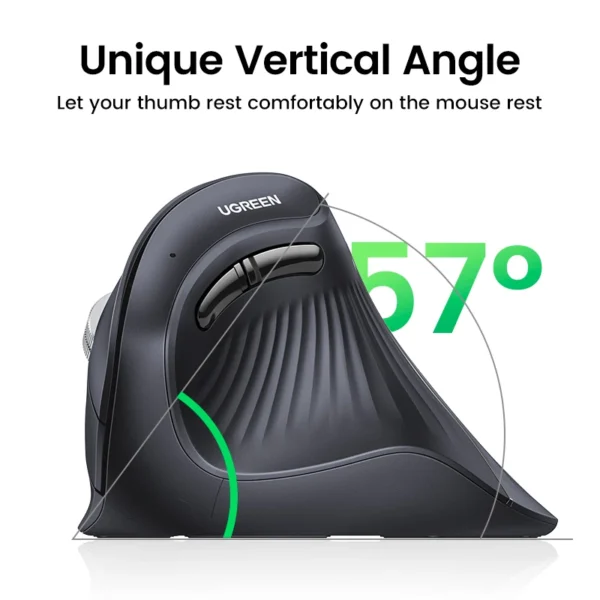 UGREEN Vertical Mouse Wireless Bluetooth5.0 2.4G Ergonomic 4000DPI 6 Mute Buttons for MacBook Tablet Laptops Computer PC Mice - Image 2