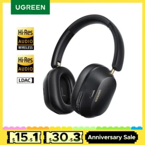 UGREEN Choice Max5c Wireless Bluetooth Headphones 43dB Active Noise Cancellation Hi-Res LDAC 75H Spatial Audio Earbuds Headset