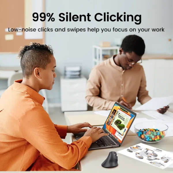 UGREEN Vertical Mouse Wireless Bluetooth5.0 2.4G Ergonomic 4000DPI 6 Mute Buttons for MacBook Tablet Laptops Computer PC Mice - Image 5