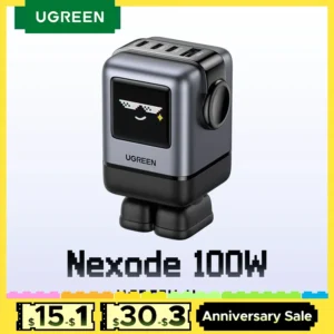 【US Plug】UGREEN Uno 100W GaN Charger Robot Design QC4.0 3.0 PPS for iPhone 16 15 14 Pro Macbook Laptops Tablet PD3.0 Fast Charge
