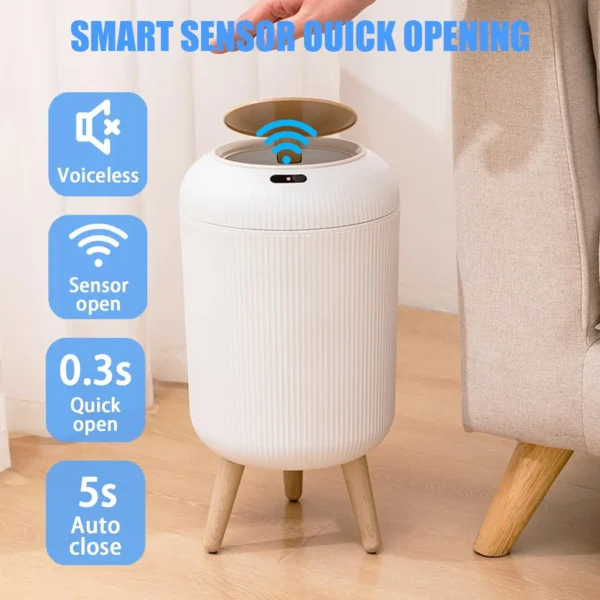 Automatic Trash Can with Lid, Small Plastic Smart Trash Can, Motion Sensor Trash Can for Bedroom, Bathroom, Kitchen, Office - Image 3
