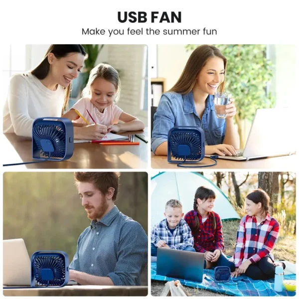 TOPK Mini Portable Fan,USB Desk Fan Table,Quiet 3 Speed Wind Personal Fan 360°Rotatable Head Standing Fans for Room Camping Hom - Image 3