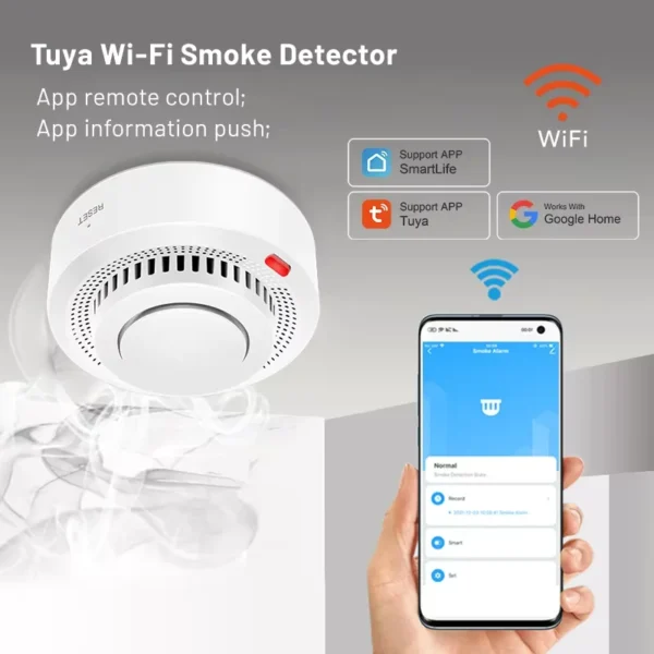 Tuya Smart WiFi Smoke Sensor Fire Protection Smoke Detector 85dB Sound Security System Firefighters Smartlife APP Control - Image 4