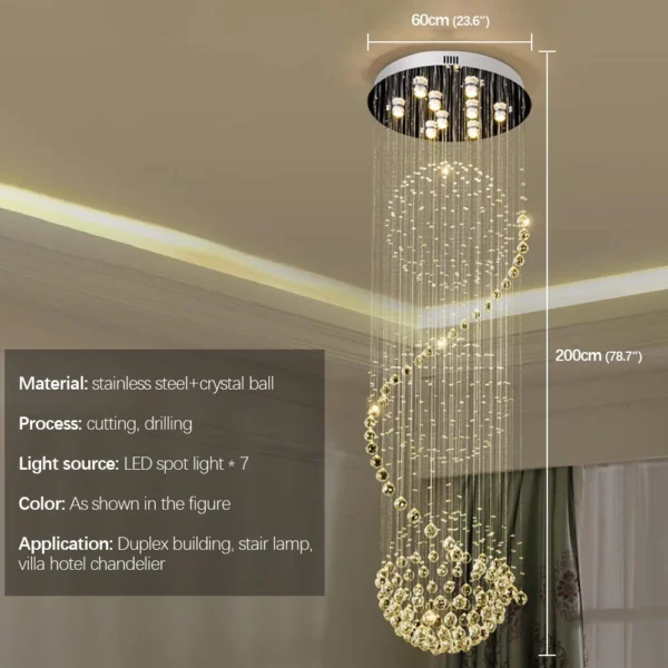 BELLE Modern Crystal LED Chandelier – Luxury Pendant Light - Image 6