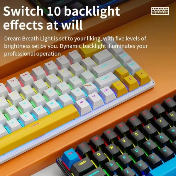 K68 Wired Mechanical Keyboard 10Kinds of Colorful Lighting Gaming and Office For Microsoft Windows and Apple IOS System - Image 5
