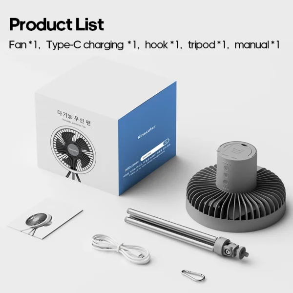 10000mAh 4000mAh Camping Fan Rechargeable Desktop Portable Circulator Wireless Ceiling Electric Fan with Power Bank LED Lighting - Image 2
