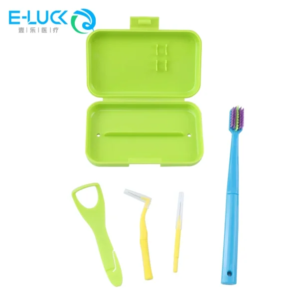 Dental Cleaning Care Kits Portable Travel Oral Cleaning Kits Detachable Toothbrush Interdental Brush Tongue Scraper Storage Case - Image 2