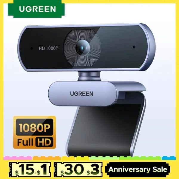 【RU】UGREEN USB 1080P HD Mini For Web Dual Microphones for Youtube Video Calling web cam