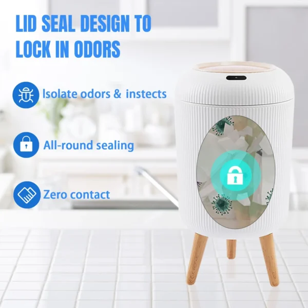 Automatic Trash Can with Lid, Small Plastic Smart Trash Can, Motion Sensor Trash Can for Bedroom, Bathroom, Kitchen, Office - Image 2