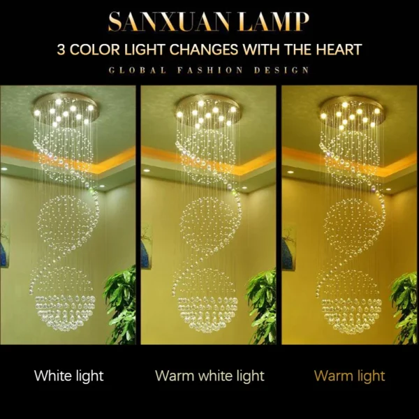 BELLE Modern Crystal LED Chandelier – Luxury Pendant Light - Image 4