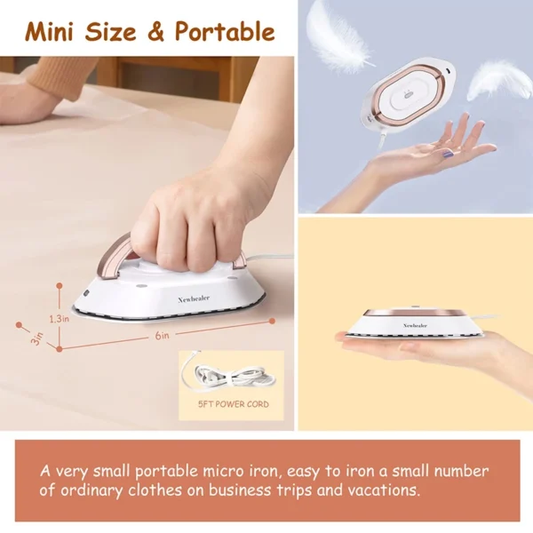 Portable Mini Iron Board Handheld Dual Voltage 120V/240V Travel Iron Dry Ironing 30S Preheating Mini Iron for Clothes - Image 2