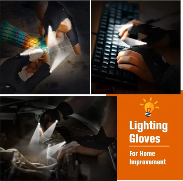 LED Half Finger Glove for Men Women Outdoor Waterproof Night Fishing Bait Cycling Running Flashlight Durable Fingerless Gloves - Image 4