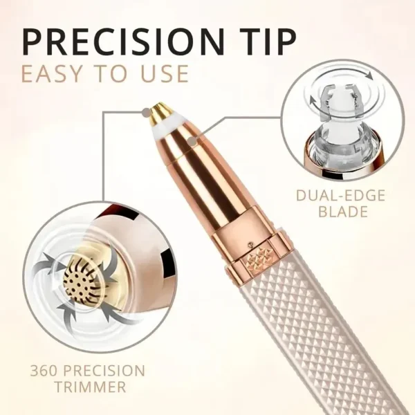 1pc Rechargeable 2-in-1 Eyebrow Razor and Hair Shaver with LED Light - Painlessly Remove Peach Fuzz, Facial Hair, Eyebrows, Lips - Image 3