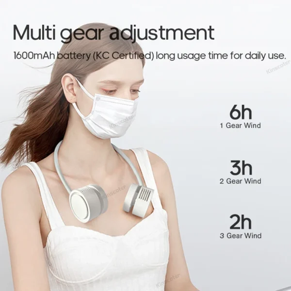 Hanging Neck Fan Power ventilador Bladeless Neckband Fan Portable Mini Air Cooler USB Rechargeable Electric Fans - Image 5