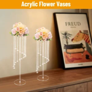 2Pcs Crystal Acrylic Flower Vase – Wedding Centerpiece & Table Decor