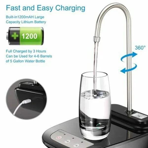 Electric Water Gallon Pump Automatic Water Bottle Dispenser Rechargeable Water Pump Dispenser With Stand Water Dispenser - Image 4