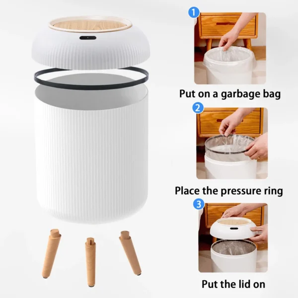 Automatic Trash Can with Lid, Small Plastic Smart Trash Can, Motion Sensor Trash Can for Bedroom, Bathroom, Kitchen, Office - Image 5