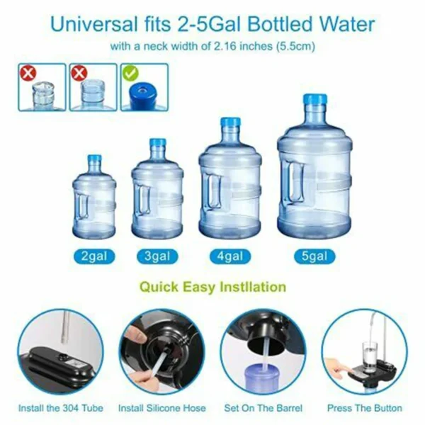 Electric Water Gallon Pump Automatic Water Bottle Dispenser Rechargeable Water Pump Dispenser With Stand Water Dispenser - Image 5