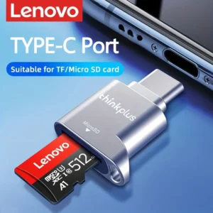 Lenovo Micro SD Card Reader, USB C to SD Card Reader, Type C TF Memory Card Reader with USB C to USB Adapter