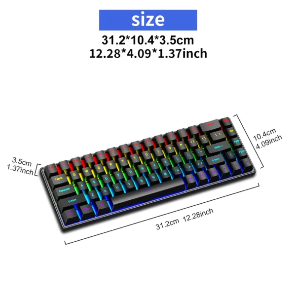 K68 Wired Mechanical Keyboard 10Kinds of Colorful Lighting Gaming and Office For Microsoft Windows and Apple IOS System - Image 4