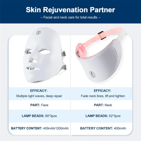 7 Colors Led Facial Mask With Neck Red Light Therapy Mask For Skin Tightening Lifting Anti-aging Bio-Light Beauty Whitening Home - Image 4