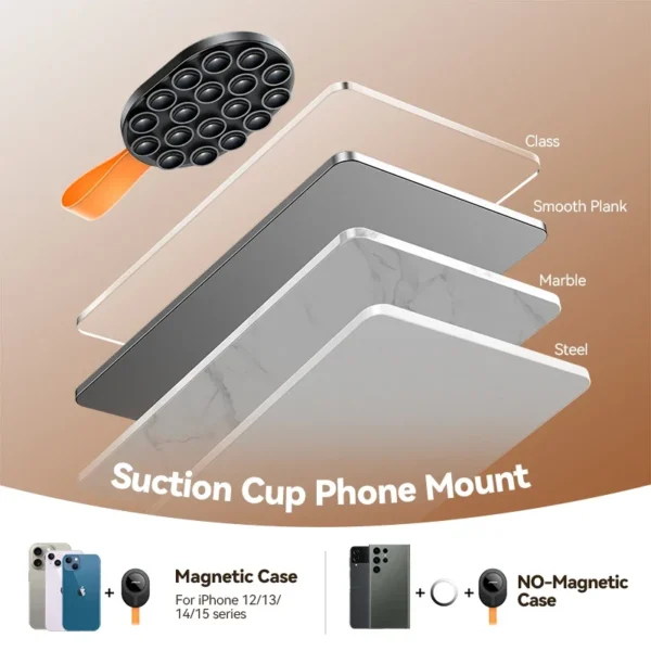 Joyroom Upgraded Magnetic Suction Cup Phone Mount Mirror Shower Silicone Suction Phone Case Grip Stand Holder For iPhone Android - Image 5