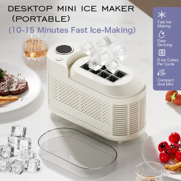 Desktop Small Electric Ice Maker Professional Ice Cube Maker Portable Automatic Electric Bullet Round Ice Block Making Machine - Image 2