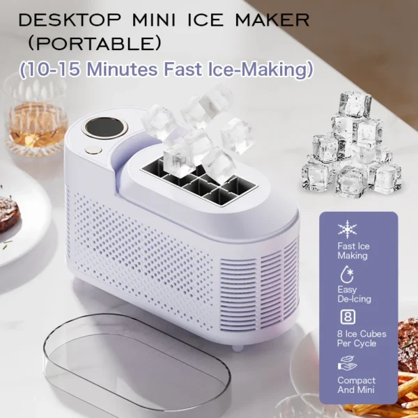 Desktop Small Electric Ice Maker Professional Ice Cube Maker Portable Automatic Electric Bullet Round Ice Block Making Machine - Image 3