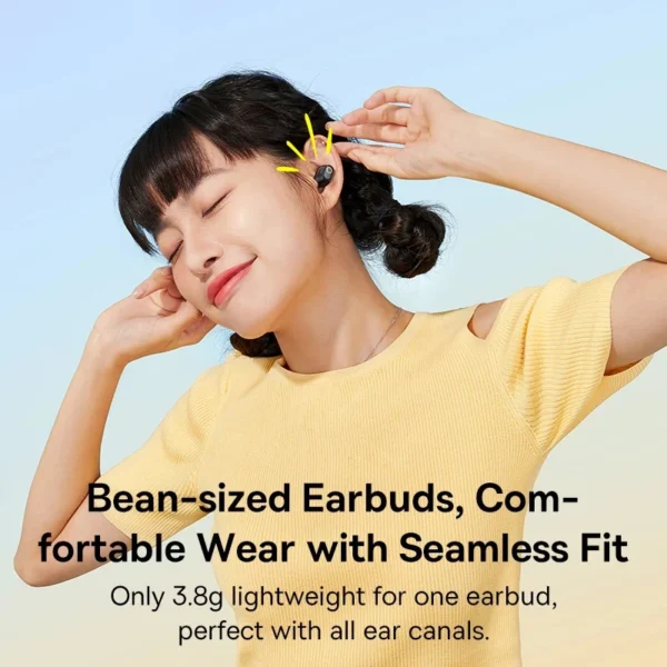 Baseus WM02 Wireless Earphones TWS Bluetooth 5.3 Headphones, Mini and compact Comfortable wear, 25 hours Long Battery Life - Image 2