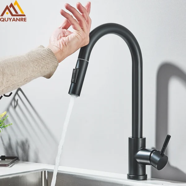 Smart Touch Sensor Kitchen Faucets Sensitive Smart Touch Control Faucet Mixer Tap Pull Out 360 Rotation Sensor Faucets