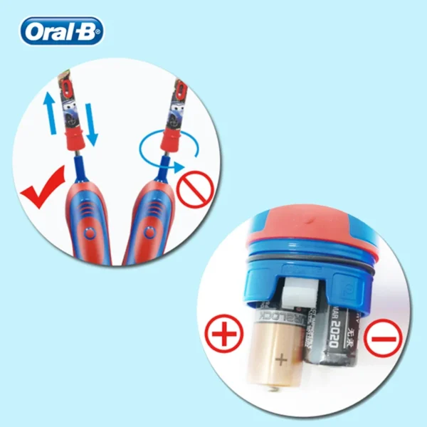 Oral B DB5510K Electric Toothbrush Children Rotary Teeth Brush Soft Bristles 2Min Timer Waterproof Battery Powered For 3-12 Ages - Image 3