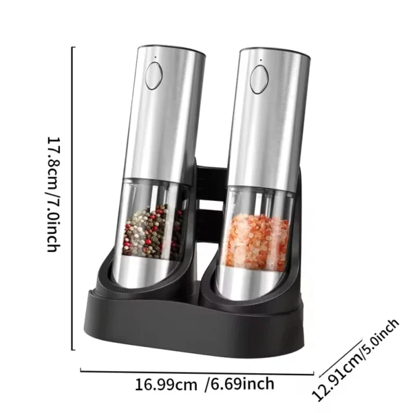 2024 Electric Salt and Pepper Grinders Set Capacity 190ML USB Rechargeable Base Adjustable Coarseness Spice Mill Kitchen Tools - Image 6