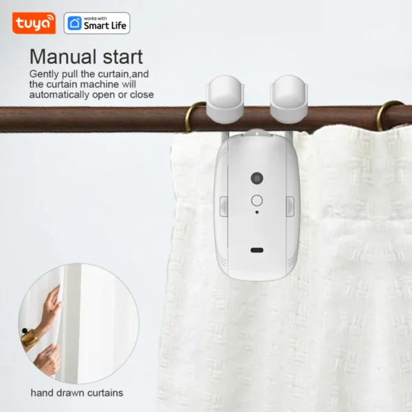 1PCS Tuya Smart Curtain Robot, Roman Rod Track, APP Control,Single/Double (Works With Tuya Gateway For Remote Control） - Image 4