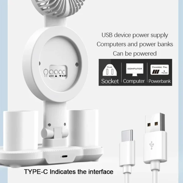 Rechargeable Led Table Lamp for Study Desk Lamp Reading Light Led Night Light with Fan Led Clock Dispaly Reading Desk Light - Image 6
