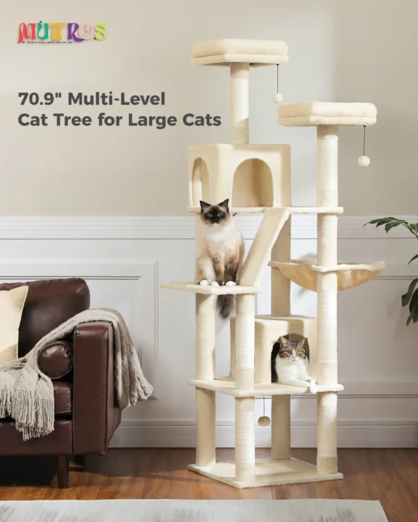Large Cat Tree Tall Cat Tower for Indoor Cats Multi-Level Plush Cat Condo with Scratching Posts Scratching Boards Perches Caves - Image 3