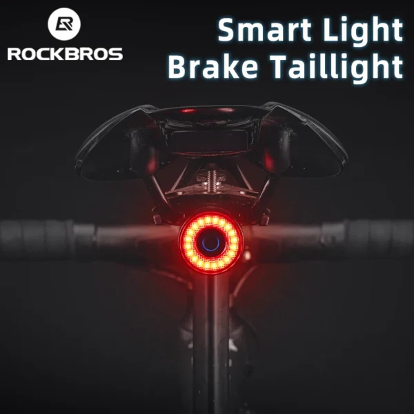 ROCKBROS Smart Brake Bicycle Tail Light MTB Road Seatpost Saddle Bike Rear Light Waterproof USB Charging Cycling Taillight - Image 2