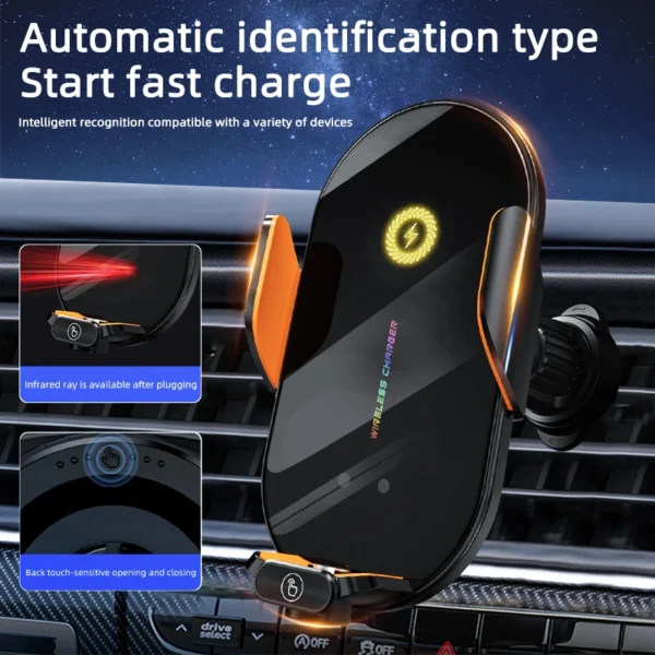Car Wireless Phone Holder Stand 66W Fast Charging Station Charger Auto Infrared Induction for iPhone 15 14 13 12 Samsung Xiaomi - Image 3