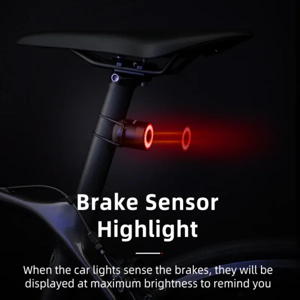 ROCKBROS Smart Brake Bicycle Tail Light MTB Road Seatpost Saddle Bike Rear Light Waterproof USB Charging Cycling Taillight - Image 3