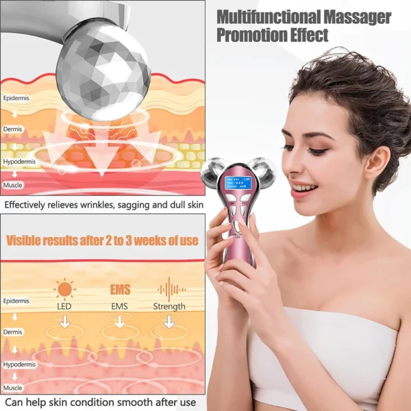 4D EMS Face Massager Roller Microcurrent Vibration Facial V Lifting Massage Devices Beauty Skin Care Tool For Neck Eye Body - Image 3
