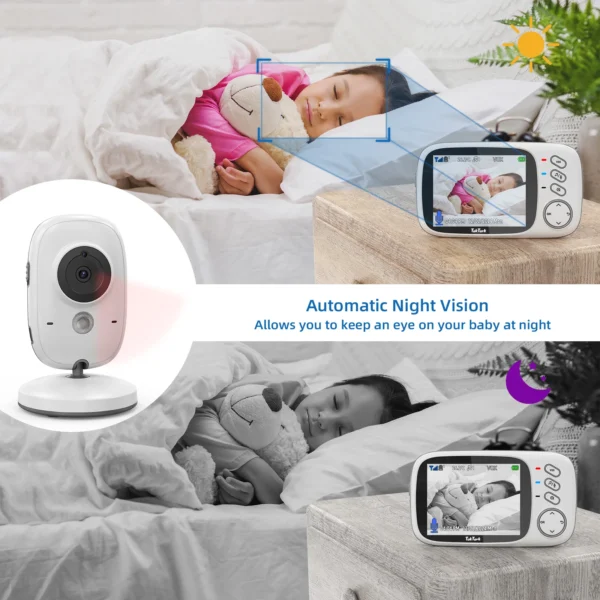TakTark 3.2 Inch Wireless Video Baby Monitor Auto Night Vision Two-Way Intercom Temperature Monitoring Surveillance Camera Nanny - Image 3