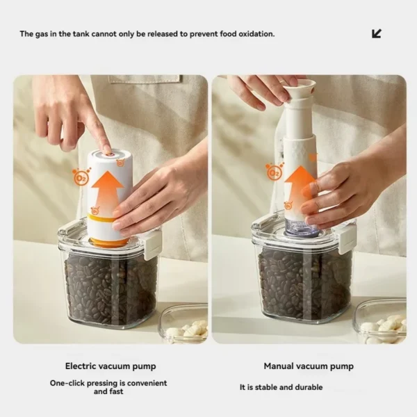 Plastic Vacuum Sealed Tank Electric Coffee Vacuum Container Kitchen Food Grains Candy Storage Box Fresh-keeping Tea Canister - Image 2
