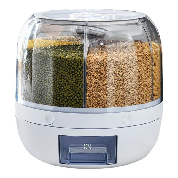 360 Degree Rotating Rice Dispenser Sealed Dry Cereal Grain Bucket Dispenser Moisture-proof Kitchen Food Container Storage Box - Image 5