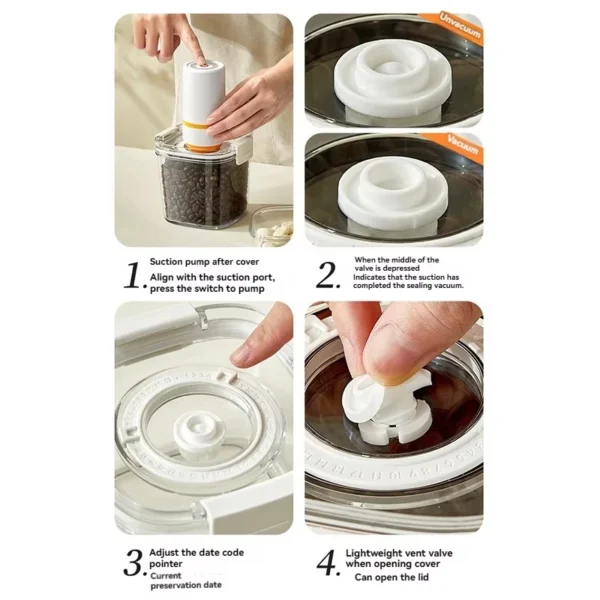 Plastic Vacuum Sealed Tank Electric Coffee Vacuum Container Kitchen Food Grains Candy Storage Box Fresh-keeping Tea Canister - Image 3