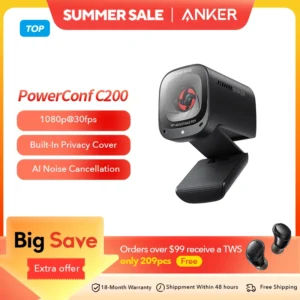 Anker PowerConf C200 2K Webcam for Laptop Computer mini usb web camera Noise Cancelling Stereo Microphones web cam